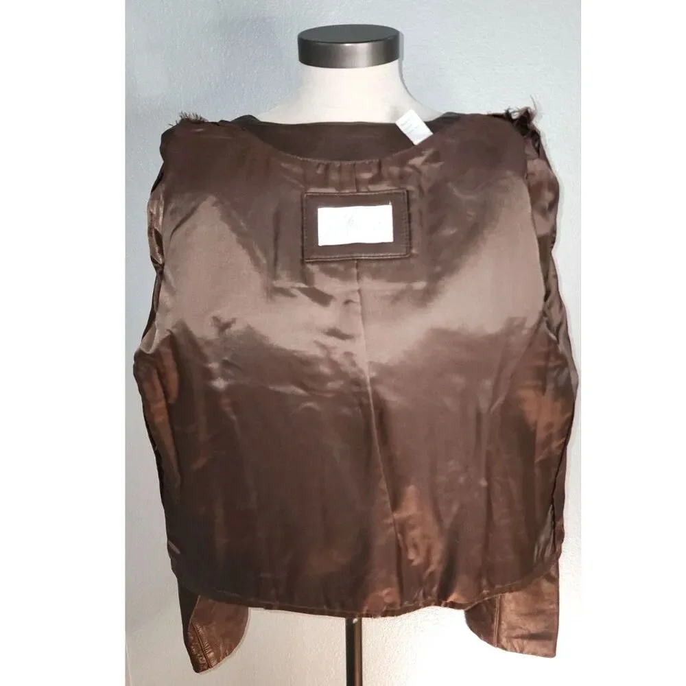 Lord & Taylor Women's Brown Leather Jacket Size 6 - Picture 4 of 8
